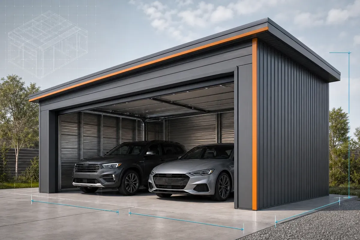 Garage 2 voitures métallique : prix et dimensions